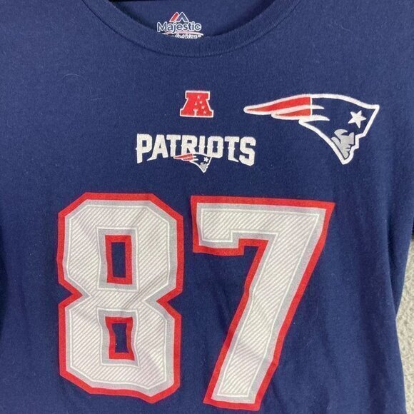 Majestic New England Patriots Juniors Shirt Jr Large Football Growkowski Blue - Picture 7 of 9